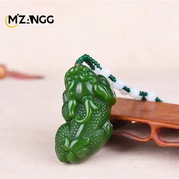 Prírodné Zelené Hetian Jade Kameň PiXiu Prívesok Náhrdelník Vyrezávané Čínske Suveníry, Šperky Kúzlo Reiki Amulet Darčeky pre Ženy Muži