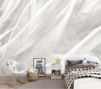 beibehang Vlastnú tapetu 3d Nordic minimalistický abstraktné čisto biele pierko dekorácie pozadí steny obývacia izba 3d tapety