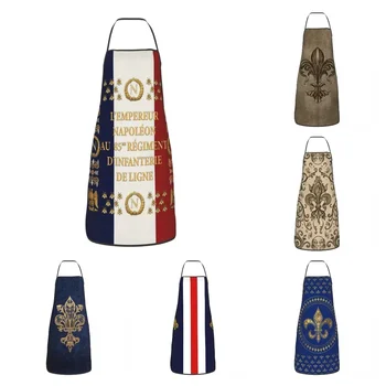 Napoleonských francúzsky 85th Plukovný Vlajka Bib Zástery Muži Ženy Kuchyne Šéfkuchára Francúzsko Fleur De Lis Tablier Kuchyňu na Varenie, Pečenie