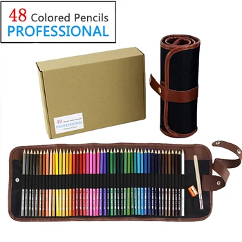 48 Farba Watercolour Ceruzka Profesionálny Umelec Stupeň Vysokej Kvality S Ceruzkou Držiteľ Brúska & Kefa Drevené Farebné Ceruzky