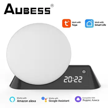 AUBESS Tuya WiFi Smart Prebudiť Svetlo RGBW LED Nočné Svetlo Smartlife Hlas, Diaľkové Ovládanie Práce S Alexa Domovská stránka Google Yandex