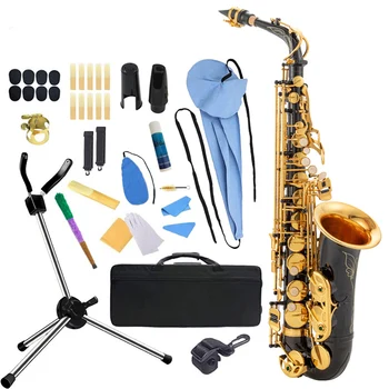 Eb Alto Saxofón Nový Príchod Mosadze, čiernej a Zlatej Lak Hudobný Nástroj E-ploché Sax so Prípade Príslušenstvo