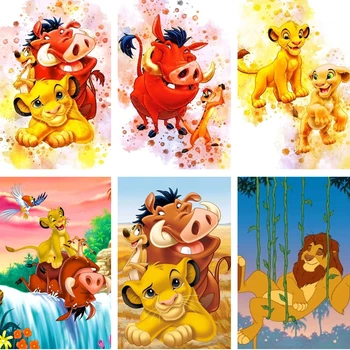 Disney Diamond Maľovanie Lion King Simba Plný Vrták Mozaiky Výšivky Súpravy 5D Diy Cartoon Cross Stitch Domova Deti Darčeky