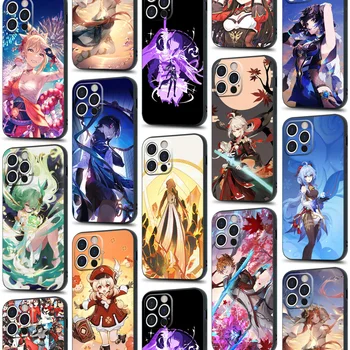 Nahida Ganyu Klee Pútnik Zhongli Genshin Anime Mäkké Tpu Telefón puzdro pre IPhone 6 7 8 14 Plus Xr X Xs 11 12 13 Mini Pro Max 14