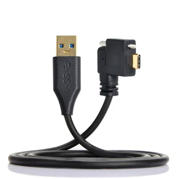 CY Štandardné USB3.0 na Ľavom Pravom Uhle 90 Stupňov, USB 3.1 Typ-C Jedinú Skrutku Zamykanie Dátový Kábel pre Kamery 120 CM