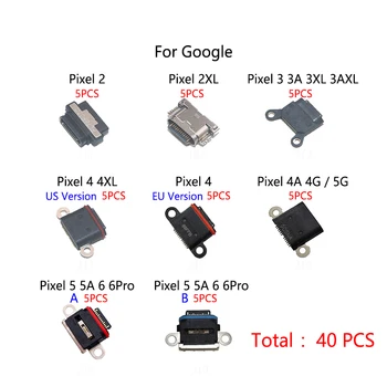40PCS/Veľa Pre Google Pixel 2 2XL 3 3A 3XL 3AXL 4 4A 4G 5G 5 5A 6 6Pro Micro USB Nabíjací Dok Poplatok Socket Port Jack Konektor