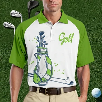 Golf pánska móda klope Polo T-shirt, letné vonkajšie športové krátke sleeve T-shirt business casual T-shirt tlačidlo hore.