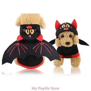 Psa Halloween Party Kostým Cat Bat Krídlo S Kapucňou, Šteňa Šaty Malé Psy Cosplay Kostým Príslušenstvo