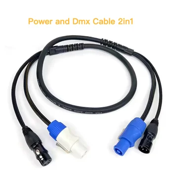 2v1 DMX Kábel Powercon IN/OUT, Napájací Kábel Kombináciou XLR DMX 512 Linka Pre Pohyblivé Hlavy venčeky Pripojenie Signálu Tranzit