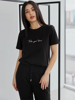 Urobte si Čas Letných Jednoduché Módy Tlače T-Shirt dámske Letné Boutique Bavlnené Tričko Drop Sleeve Tee