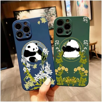 Roztomilá Panda Kvitnúce Kvety Plantst Telefón puzdro Pre IPhone 14 13 11 12 Pro Max Mini 7 8 Plus XS Max XR X SE2 Brnenie Kryt funda