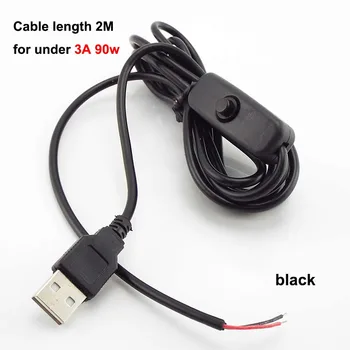 2m USB Kábel s 501 Prepínač Elektrické rozvody, Medené 22awg 3A Drôt 5V 12V USB Predlžovacie Šnúry J17
