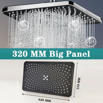 32 CM Veľký Panel Veľký Prietok Stropné Sprchovacie Head Silver 4 Režimy Eco Zrážok Vysoký Tlak Showerhead Kúpeľňových Doplnkov