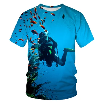 Letné Noví ľudia, Podvodná Diver 3d Vytlačené T-Shirt Módne Bežné Osviežujúci Pohodlné O Golier Zosilnené vrchné Oblečenie