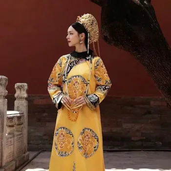 Čínsky Kroji Staré Čínske Oblečenie Žena Zelená Červená Čierna Žltá Hanfu Kráľovná Qing Dynastie Šaty M Až Xxxl