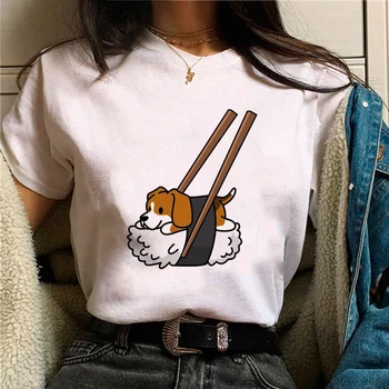 Beagle t-shirts ženy zábavné manga Y2K t shirt žena 2000s grafické y2k oblečenie