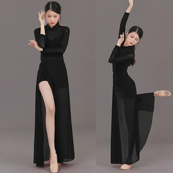 Čína Ľudovej Klasického Školenia Cheongsam Tanečné Oblečenie Žien Rozdeliť Duté Tanec Špeciálne Výkon Starovekej Čínskej Kostým