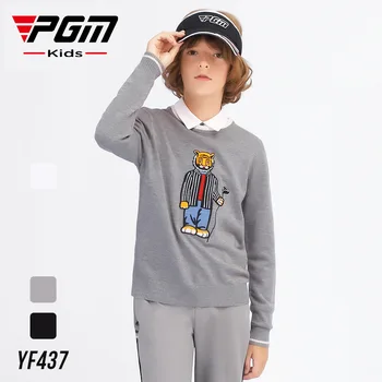 PGM jesenné a zimné golf detský sveter chlapci dlhým rukávom t-shirt kolo krku teplé mercerized vlna