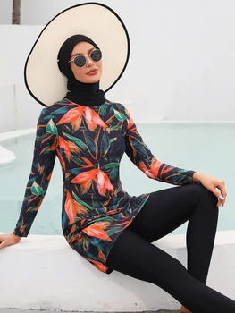 Moslimské Plavky Ženy 2022 Nové Dlho Arabská Islamská Plávanie Oblek Nosiť Hidžáb Obyčajný Plavky Skromné Surfovať Šport Burkinis Femmes