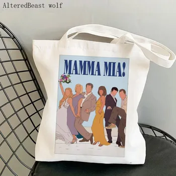 Mamma Mia Plagát Osnovy potlačenom Harajuku ženy Nákupní Taška Plátno Shopper Taška dievča kabelka Tote Taška na Rameno Lady Taška