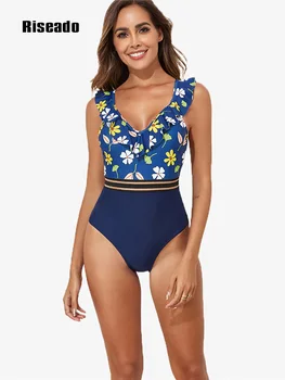 Riseado Rozstrapatené jednodielne Plavky Pre Ženy, Kvetinové Sexy tvaru Backless Celých Plaviek 2024 Oka plavky plážové oblečenie