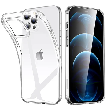 Ultra Tenké Jasné puzdro Pre iPhone 13 12 11 Pro XS Max XR X Mäkké TPU Silikón Na iPhone 12 11 14 6 7 8 Plus Zadný Kryt Telefónu Prípade