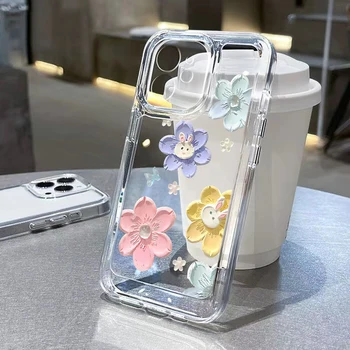 Roztomilý Kvety Silikónové Telefón puzdro Pre iPhone 14 Pro Max 13 12 11 X XS XR 7 8 Plus SE 2020 2022 Luxusné Jasné, Mäkké Shockproof Kryt