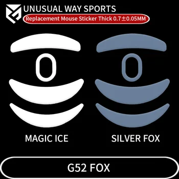 UnusualWaySports Myši Nohy Nálepky Nohy Mocaa G52fox Prehnutý Povrch PTFE Anti Kolaps Magic Ice Silver Fox