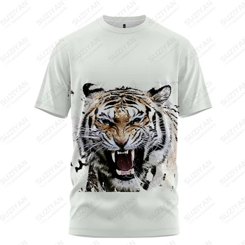 Letné nové pánske T-shirt Divoký Tiger 3d vytlačené módny trend Veľké veľkosť pánske T-shirt vytlačené crewneck top