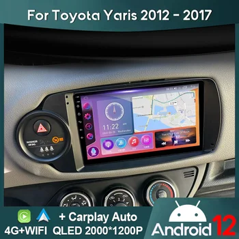 MAMSM Auto Radio Na Toyota Yaris 2012 - 2017 Android 12 Multimediálne Video Prehrávač, GPS 4G Carplay Autoradio 2K QLED Hlavu Jednotka Stereo