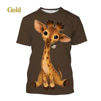 Móda Roztomilý Žirafy 3D Vytlačené Krátky Rukáv T-shirt Pre Mužov, Zábavné Zvieratá, Grafy T-shirt Bežné Ženy Oblečenie Harajuku Y2k Top