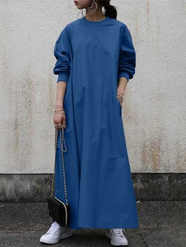 Jednofarebné Nové Abaya pre Moslimské Ženy Klasické Kola Krku Bežné Jednoduché Moslimských Abaya Dubaj Šaty