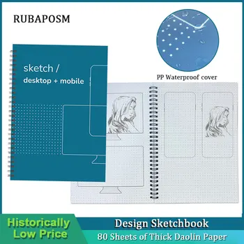 Najnovšie Dvojité Špirálové Cievky B5 Notebook Mobilný Počítač Zobrazenie Tvorivej Náčrt Brožúra Dot Matrix Design Kreslenie Sketchbook Denník