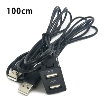 1x Čierne Plastové 1m Auto Dash Flush Mount USB Port Panel Dual USB Predlžovací Kábel Adaptéra Nahradiť Príslušenstvo