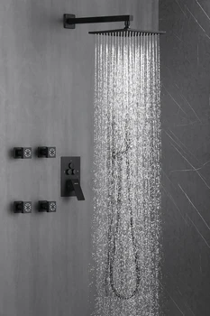 Veľké Daždi Systém Nastaviť Multi-function Kúpeľňa LED Sprcha Hlavu Mosadz Luxusné Termostatické Digitálny Displej Sprcha Set