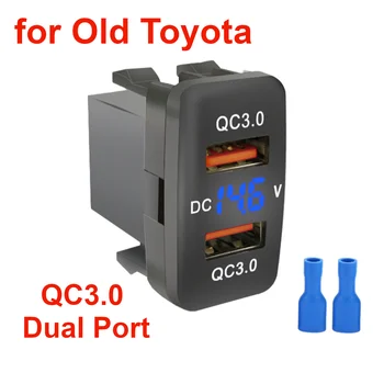 12V-24V Rýchlo Nabíjačka do Auta Pätice Adaptéra QC3.0 Dual Port s LED Voltmeter pre Staré Toyota