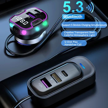 Nabíjačka do auta Rýchle Nabíjanie Cigaretový Zapaľovač Adaptér Bluetooth 5.3 USB Typu C Rýchlo Nabíjačka PD QC3.0 Pre Iphone Samsung Xiao