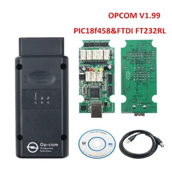 NOVÉ OPCOM V1.99 Firmware pre Opel OPCOM s PIC18f45 Čip OBDII Diagnostický Nástroj pre OP V1.99 CAN-BUS Reader Kód