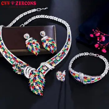 Nádherné Strieborné Pozlátené Cubic Zirconia Náhrdelník Zapojenie 4PCS Šperky Set