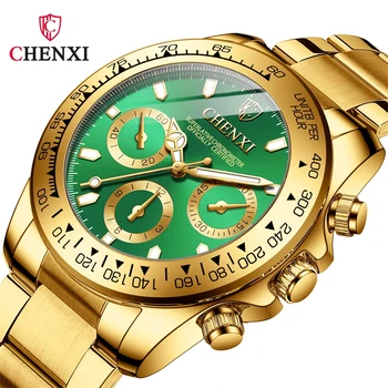 CHENXI 086A pánske Zlaté Hodinky Bežné Quartz Hodinky z Nerezovej Ocele, Vodotesné Luxusné Módne Podnikania Muži náramkové hodinky