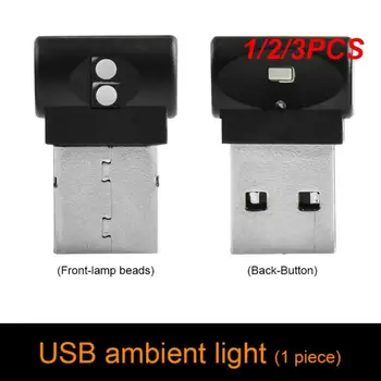 1/2/3KS Auto Auto USB Okolitého Svetla Mini LED Auto Light Auto Interiéru Atmosféru Svetlo Dekoračné Lampy Auto Farebné Svetlo