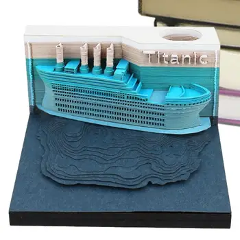 3D Memo Pad Loď v Tvare Poznámka Papiere S LED Svetlom Batérie Powered Dovolenku Dar Stôl Ornament Realistické Pre Školy Štúdie Izieb
