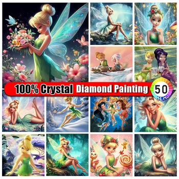 Veľkosť obrázka 100% Krištáľovo Diamond Maľovanie Disney Dievča Tinker Bell Diamond Výšivky DIY Plný Cartoon Drahokamu Domova