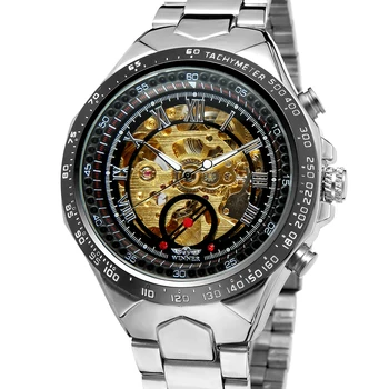 Móda Víťaz Top Značky pánske Hodinky Nové Luxusné Moderné Automatické Movt Nehrdzavejúcej Ocele Kapela Vojenské Náramkové hodinky Farbu Zlata Hodiny
