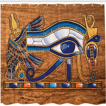 Egyptský Tlač Sprchový Záves Umenie Papyrus Líčiť Oči Mozaiky Štýl Dizajnu Tkaniny Tkaniny, Kúpeľňa Dekor S Háčikmi