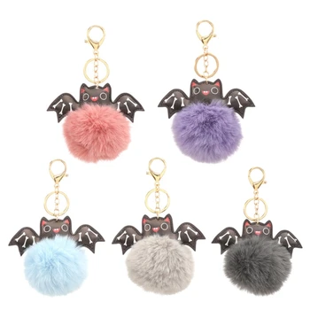 Halloween Bat Keychain Zvierat Keychain Plyšové Loptu Keyring Kúzlo Kabelka Prívesok pre Ženy Taška na Príslušenstvo