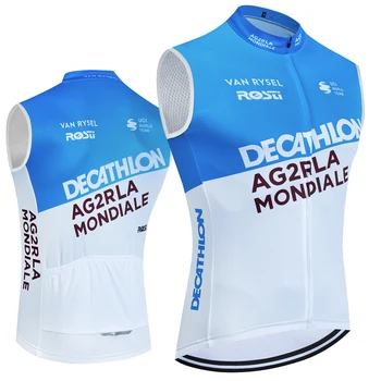 Tour 2024 AG2RLA Cyklistika Dres Rýchle Suché Pro Bike Vesta Windbreaker Muži Ženy Ropa Ciclismo bez Rukávov Požičovňa Jersey Tričko