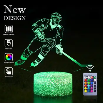 Dropshipping 3D Hokej LED Nočné Svetlo LED Šport Ilúziu, Diaľkové Ovládanie Tabuľka Stolná Lampa Nočného Narodeniny, Vianoce Deti Darček