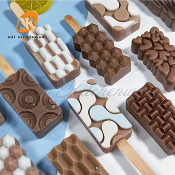 3 Nové Vzory Ice Cream Formy DIY Geometrie Čokoláda Silikónové Mousse Plesne Cake Zdobenie Dodávky Pečenie