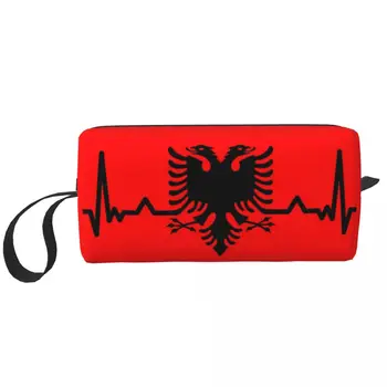 Tep Albánsko Vlajka Cestovná Kozmetická Taška Albánskeho Eagle Shqiponja Toaletná Make-Up Organizátor Krásy Skladovanie Tašky Dopp Auta Prípade